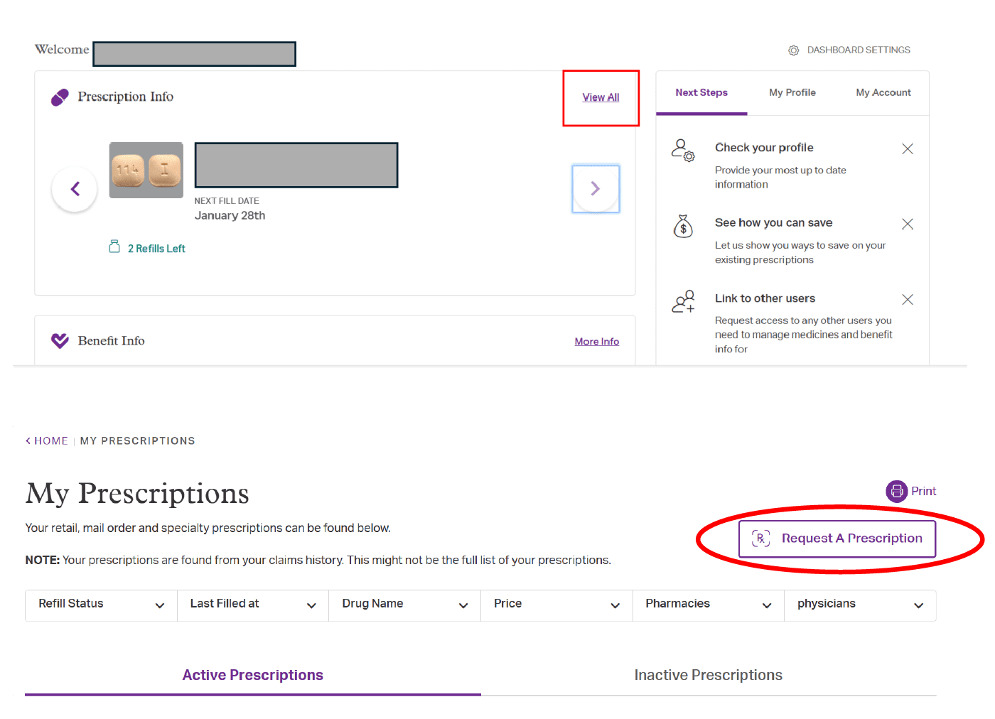 medimpact prescriptions screens