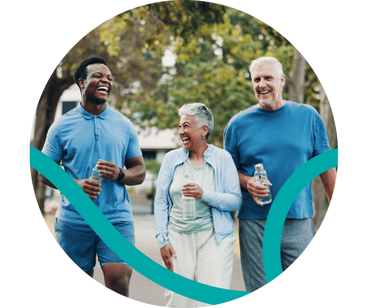 group of people walking outside graphic